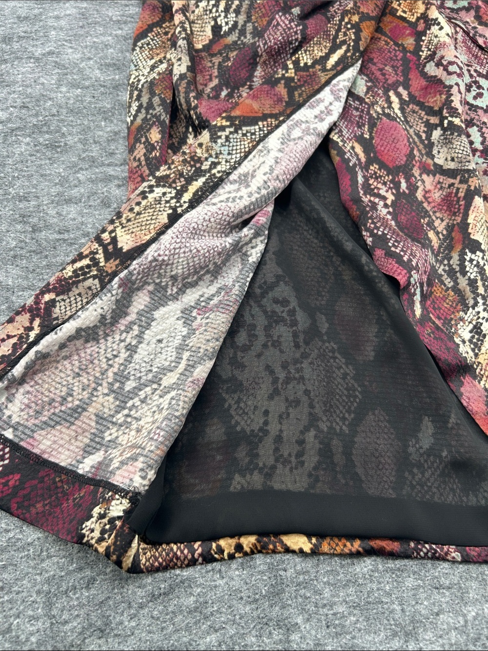 Rebecca Taylor Burgundy Rust Snake-Print Wrap Midi Dress Size 2 - Picture 7 of 15